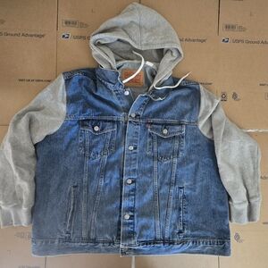 Levi's Blue Denim Sweatshirt Jacket with Hood, Size 3XL